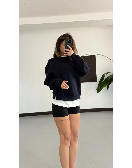 Tshirt Detaylı Sweatshirt - Lacivert