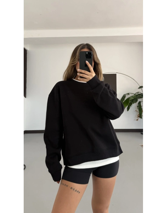 Tshirt Detaylı Sweatshirt - Siyah