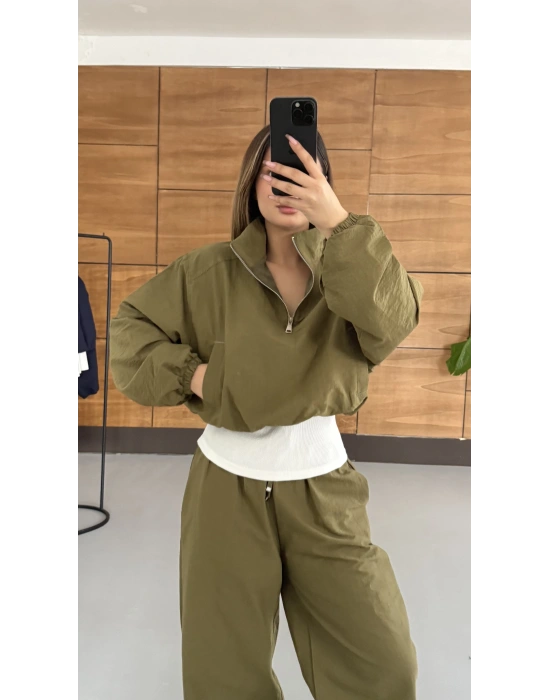Tshirt Detaylı Takım - Haki