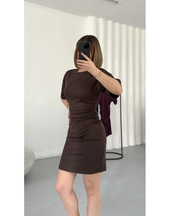 Ursula Drapeli Elbise - Kahve