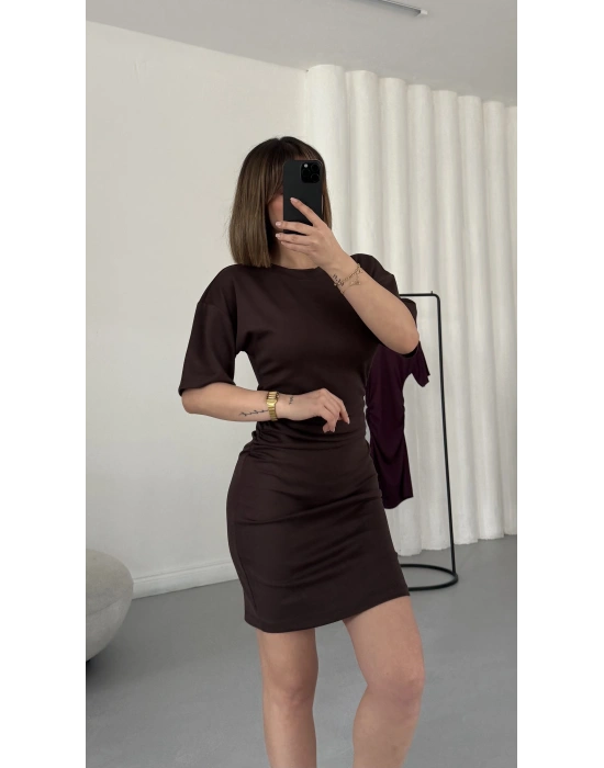 Ursula Drapeli Elbise - Kahve