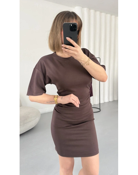 Ursula Drapeli Elbise - Kahve