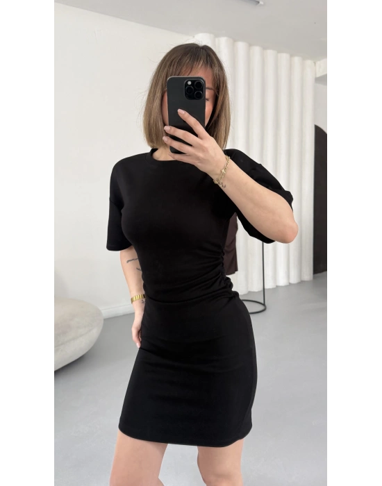 Ursula Drapeli Elbise - Siyah