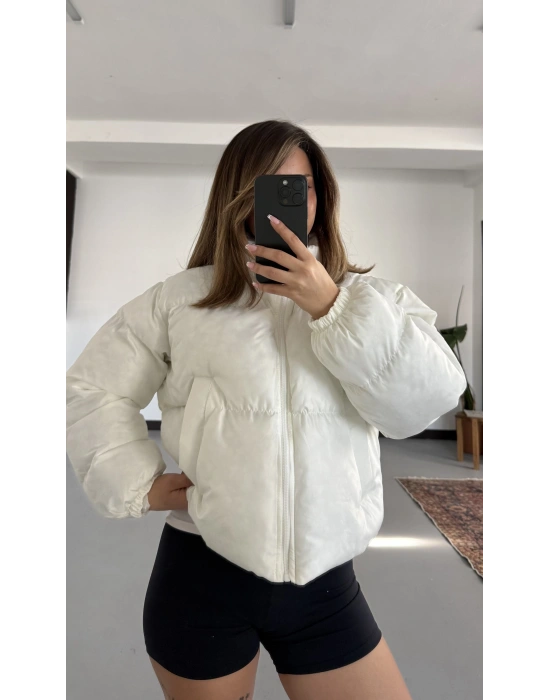 Valeria Şişme Muadil Mont - Beyaz