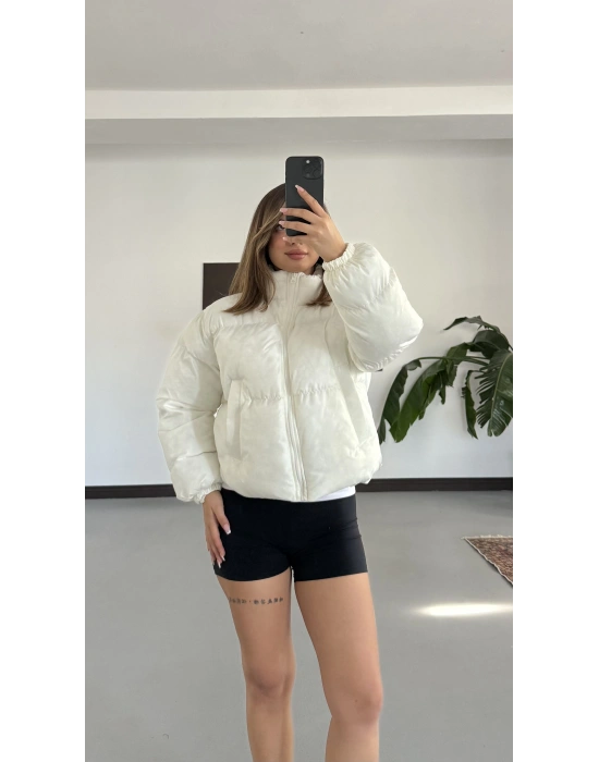 Valeria Şişme Muadil Mont - Beyaz