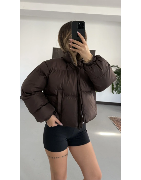 Valeria Şişme Muadil Mont - Kahve