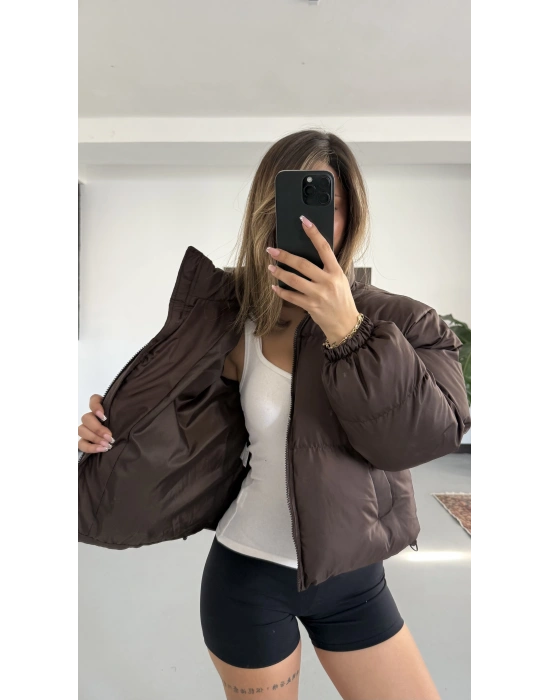 Valeria Şişme Muadil Mont - Kahve