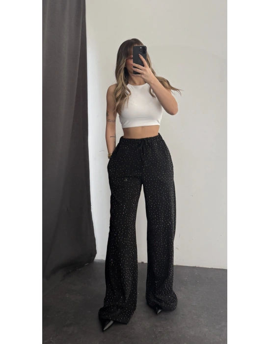 Vayne Taşlı Pantolon - Siyah