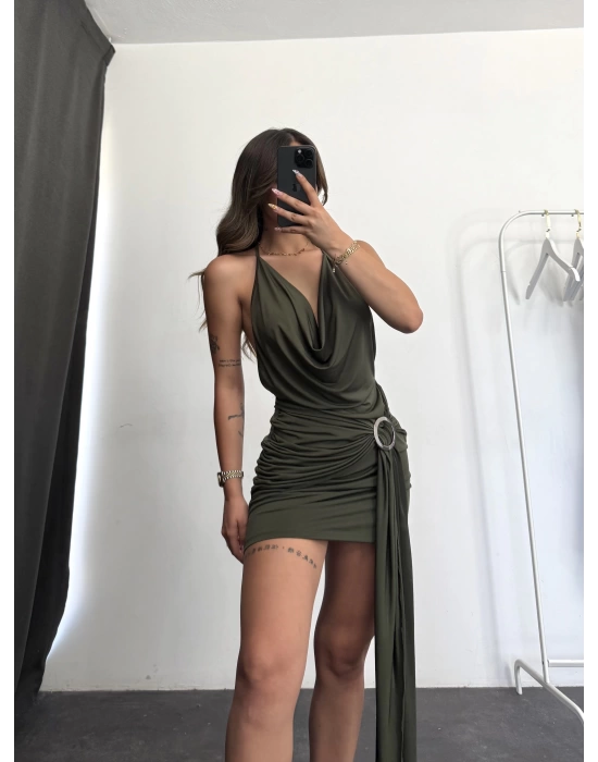 Vera Toka Detay Elbise - Haki