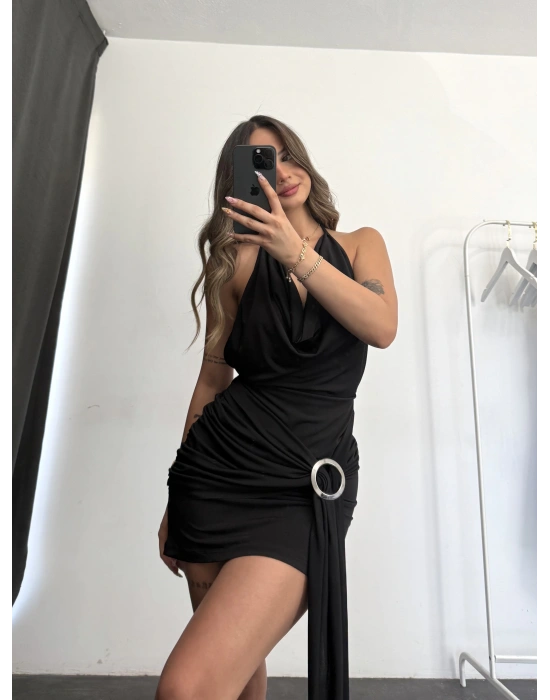 Vera Toka Detay Elbise - Siyah
