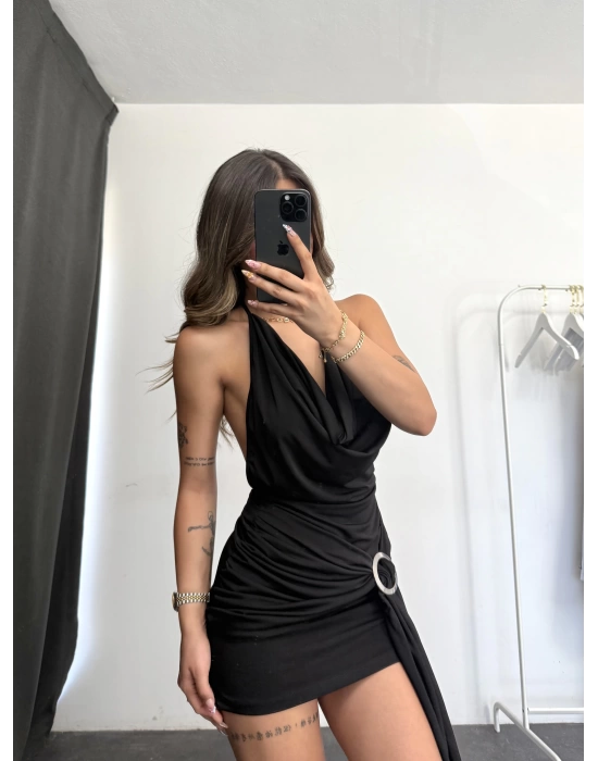 Vera Toka Detay Elbise - Siyah
