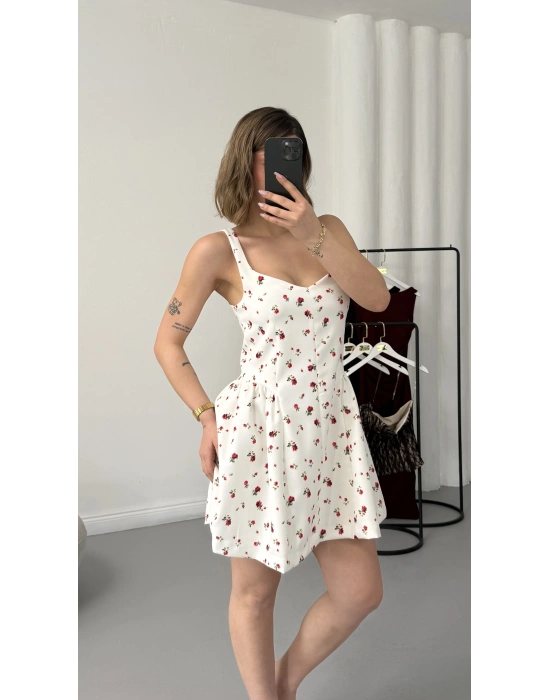 Vernal Mini Elbise - Bej