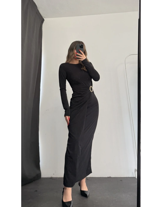 Vicky Toka Detay Elbise - Siyah