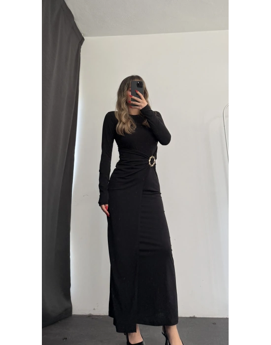 Vicky Toka Detay Elbise - Siyah