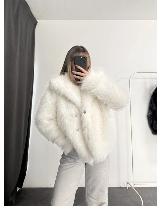 Victoria Parıltılı Kürk - Beyaz