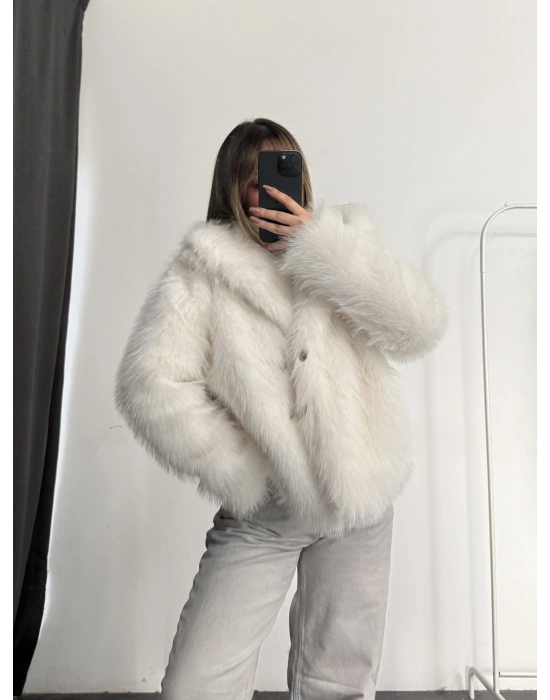 Victoria Parıltılı Kürk - Beyaz