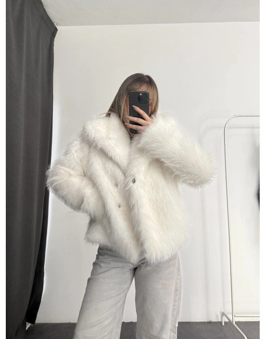 Victoria Parıltılı Kürk - Beyaz