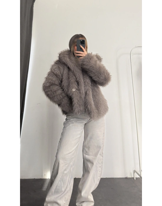 Victoria Parıltılı Kürk - Gri