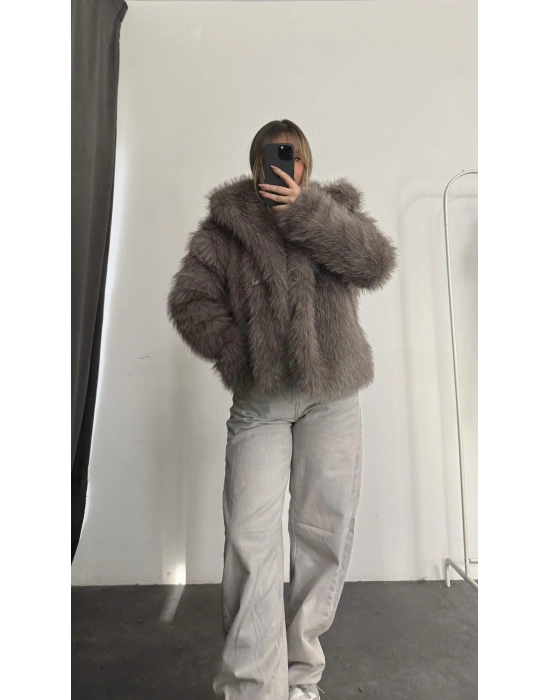 Victoria Parıltılı Kürk - Gri