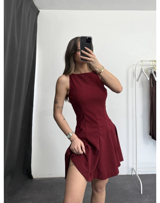 Vidya Kloş Elbise - Bordo