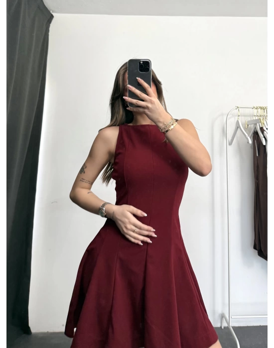 Vidya Kloş Elbise - Bordo