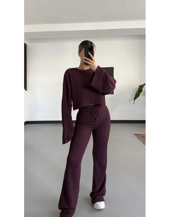 Vidya Salaş Gofre Takım - Bordo