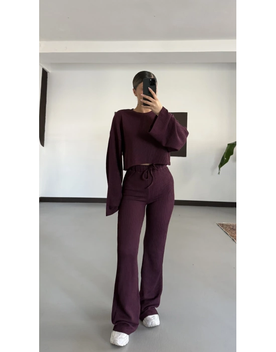 Vidya Salaş Gofre Takım - Bordo