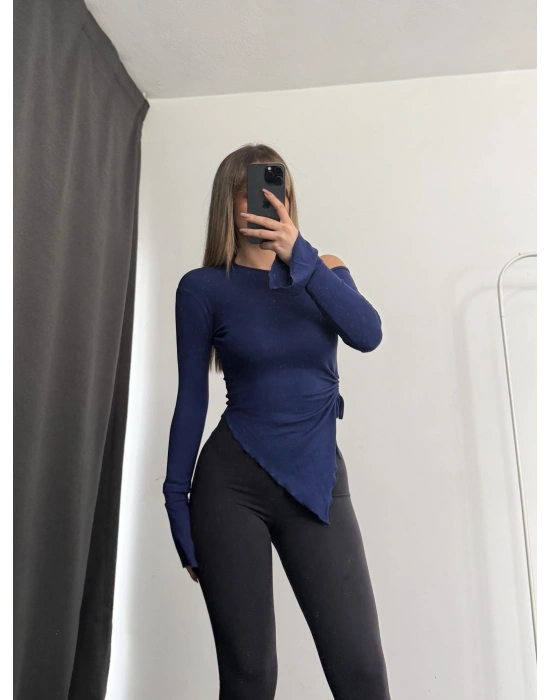 Vien Asimetrik Bluz - Lacivert