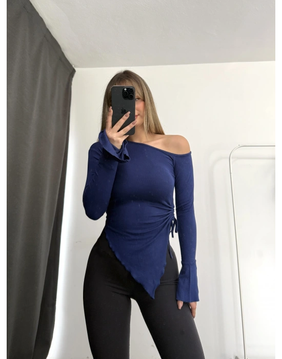 Vien Asimetrik Bluz - Lacivert