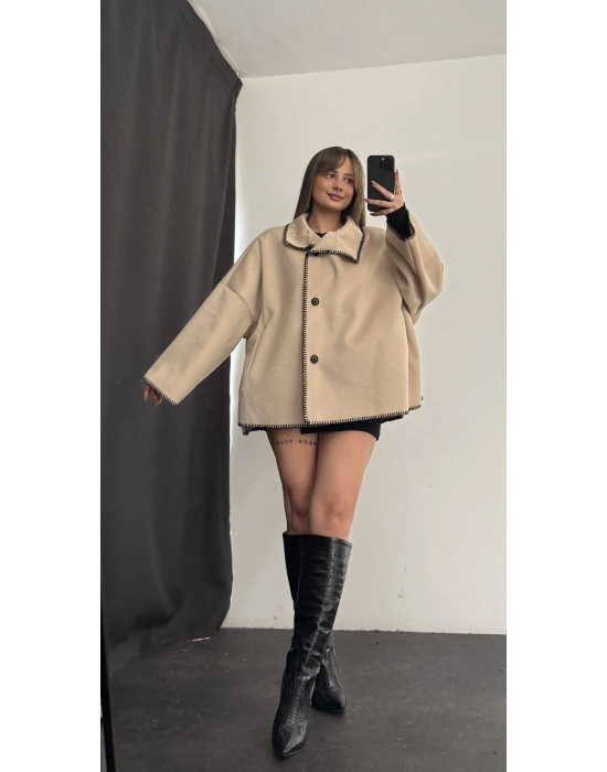 Vika Biyeli Kaşe Ceket - Bej