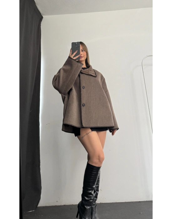 Vika Biyeli Kaşe Ceket - Kahve