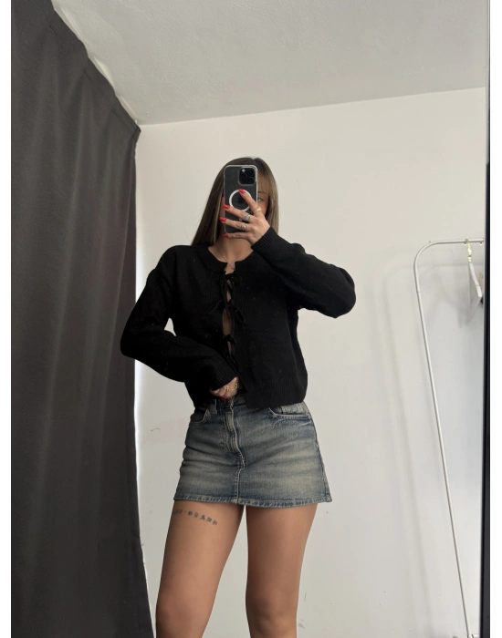 Vinnie Fiyonk Detay Hırka - Siyah