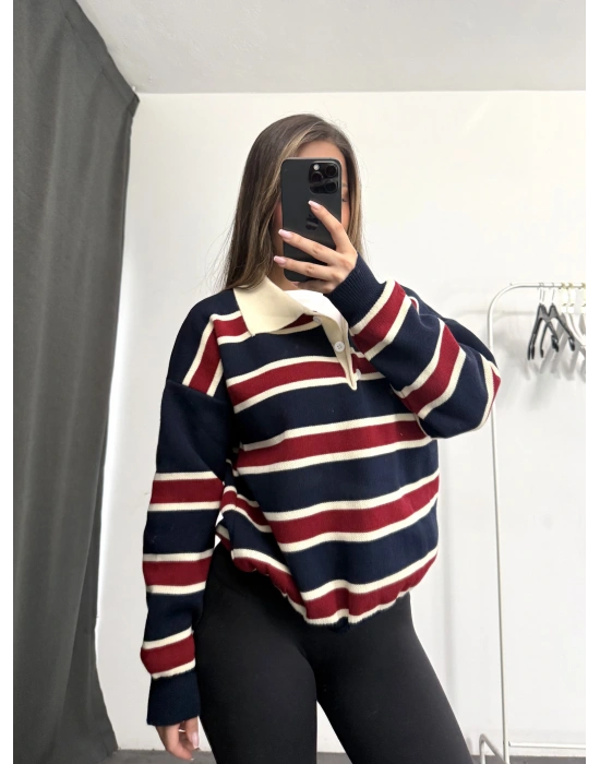 Vintage Polo Yaka Kazak - Lacivert