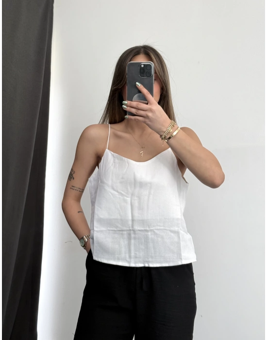 Viola Keten Crop - Beyaz