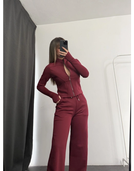 Warsha Fermuarlı Takım - Bordo