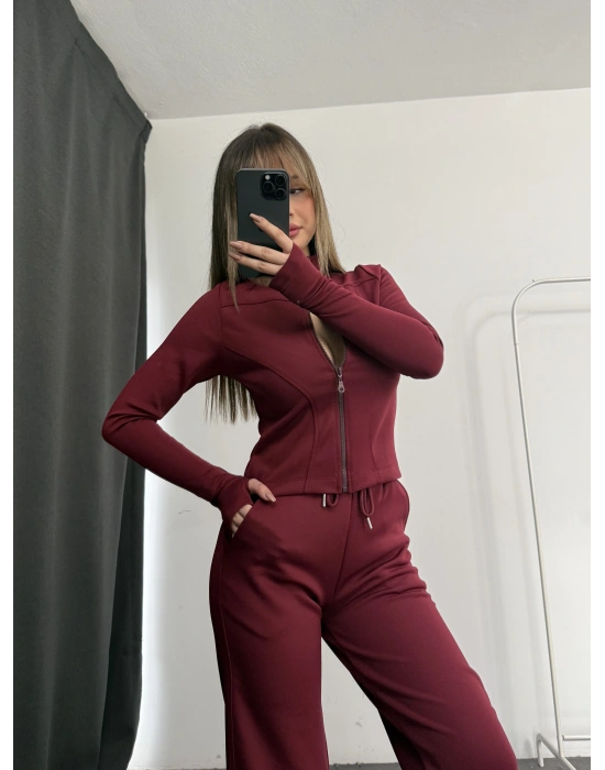 Warsha Fermuarlı Takım - Bordo