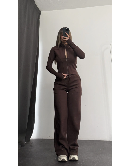 Warsha Fermuarlı Takım - Kahve