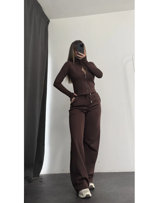 Warsha Fermuarlı Takım - Kahve