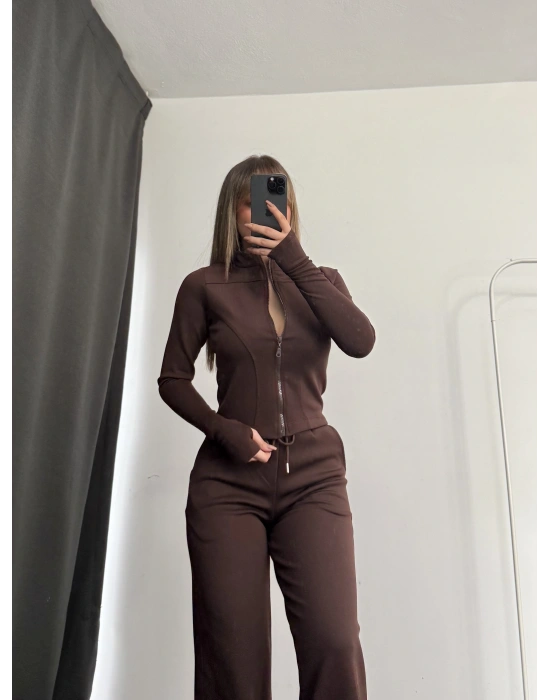 Warsha Fermuarlı Takım - Kahve