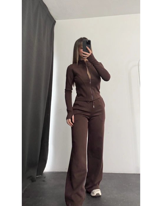 Warsha Fermuarlı Takım - Kahve