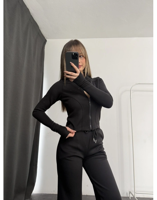 Warsha Fermuarlı Takım - Siyah