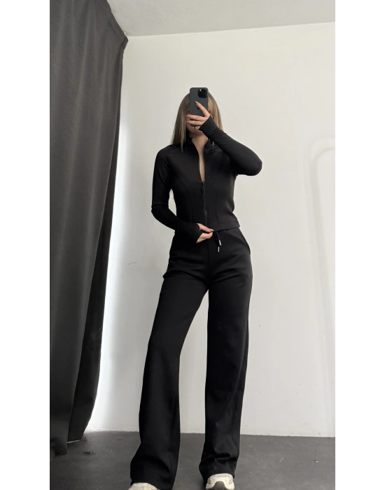 Warsha Fermuarlı Takım - Siyah