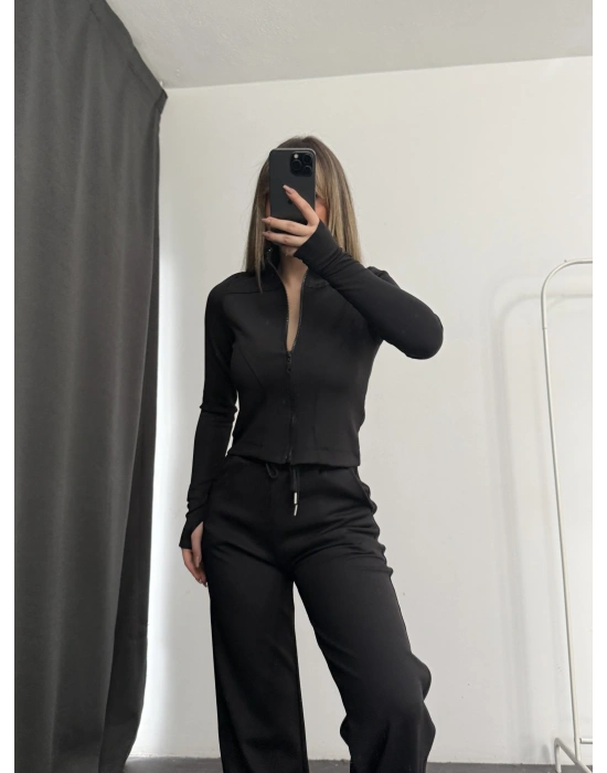 Warsha Fermuarlı Takım - Siyah