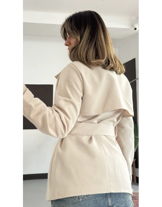 Xenia Aksesuarlı Trençkot - Bej