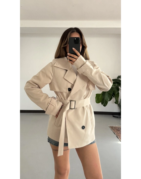 Xenia Aksesuarlı Trençkot - Bej