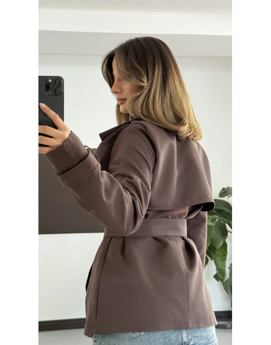 Xenia Aksesuarlı Trençkot -Kahve