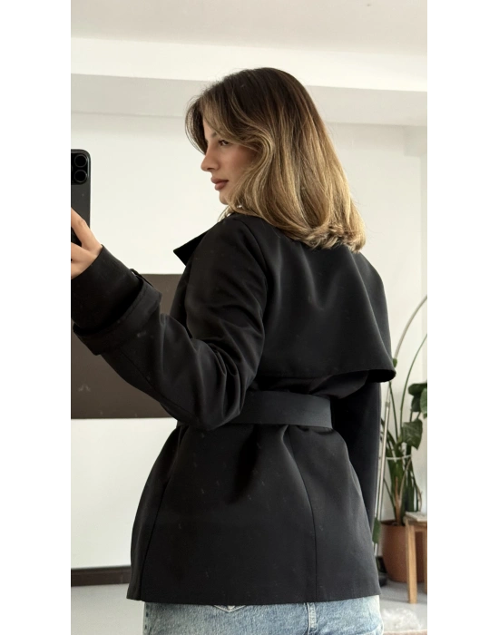 Xenia Aksesuarlı Trençkot - Siyah