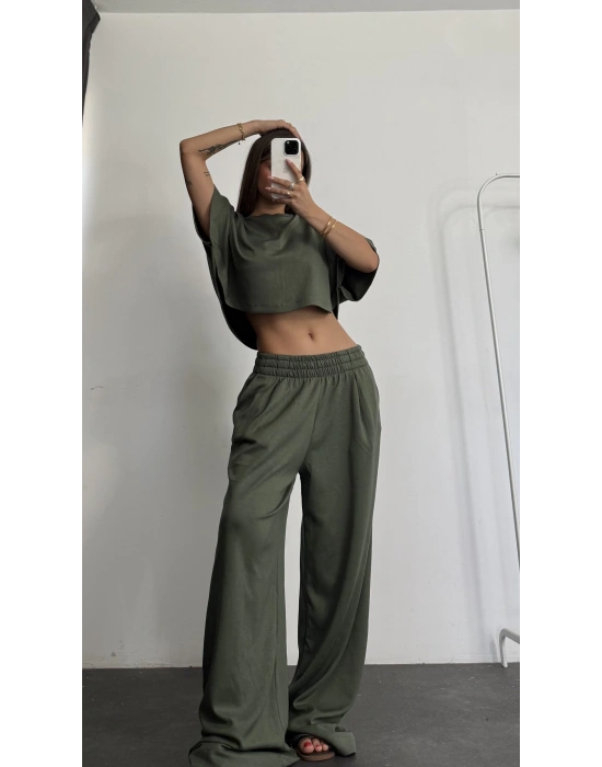 Yelda Crop Takım - Haki