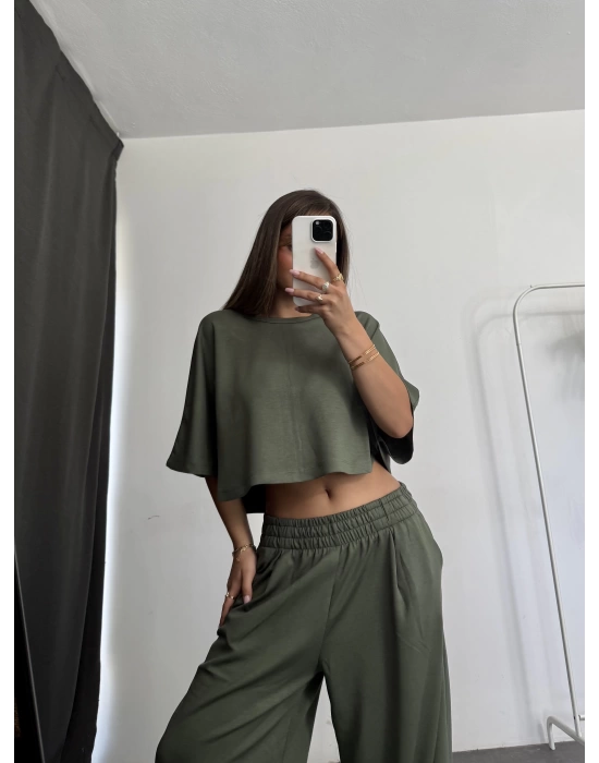 Yelda Crop Takım - Haki