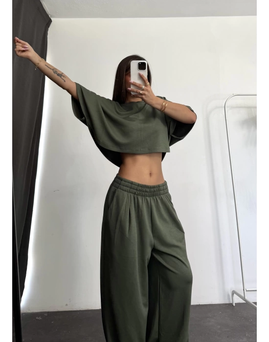 Yelda Crop Takım - Haki
